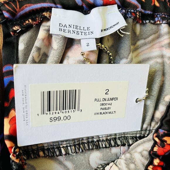 NWT Danielle Bernstein WeWoreWhat Black Paisley Pull-on Jumpsuit Jumper Size 2 - Picture 6 of 12